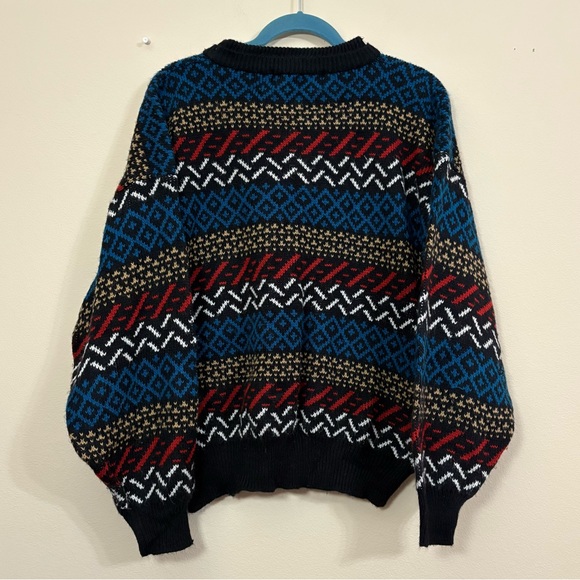 Vintage Uniform Code Sweater Men XL Blue Black striped Pullover Acrylic cl - Picture 4 of 7